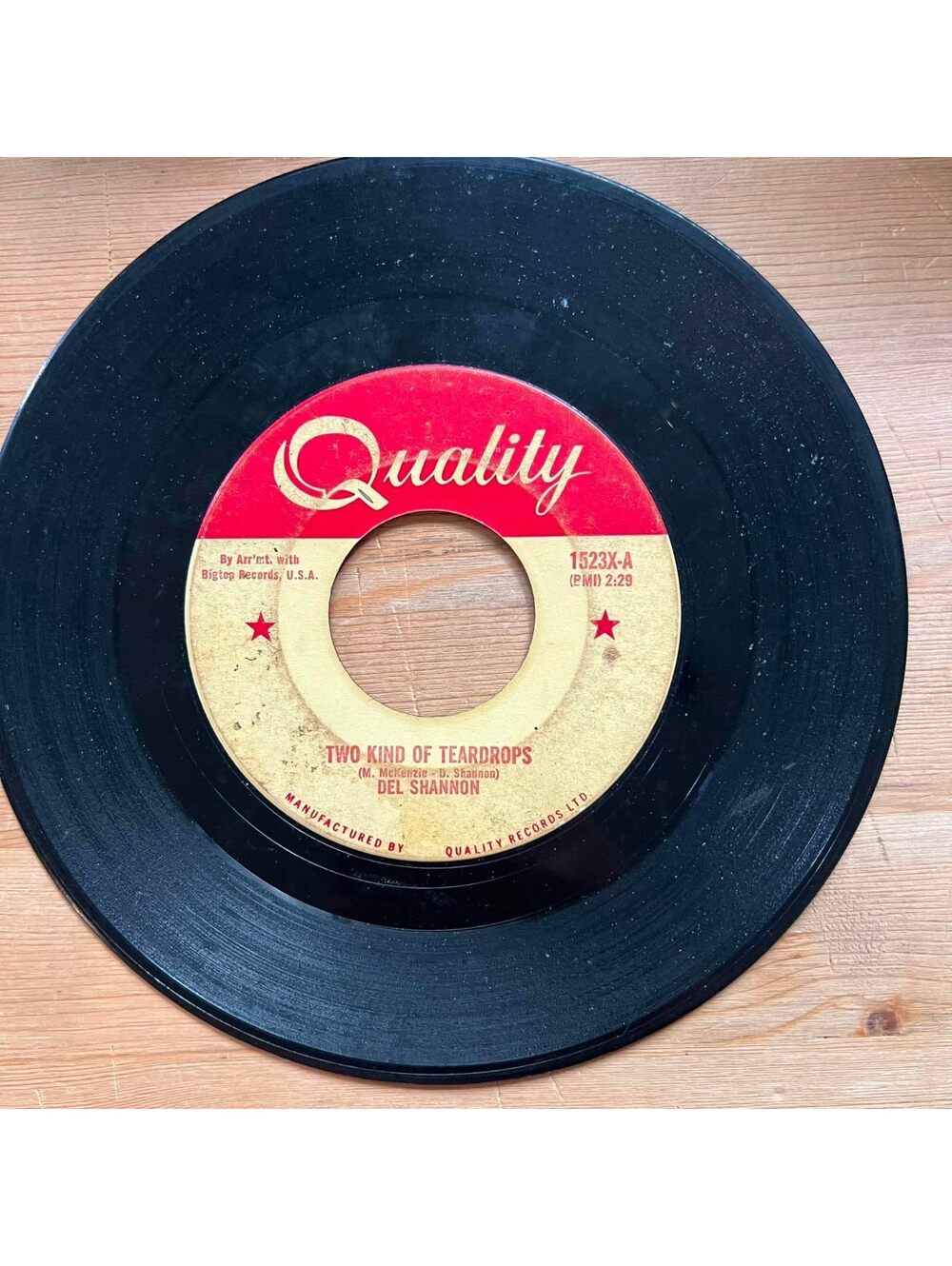 Del Shannon - Two kind of Teardrops/Kelly 45rpm VG+ R10